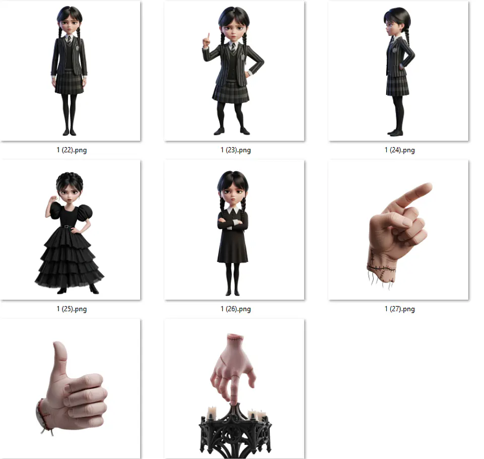 Kit Digital Wandinha Arquivos em Png 5