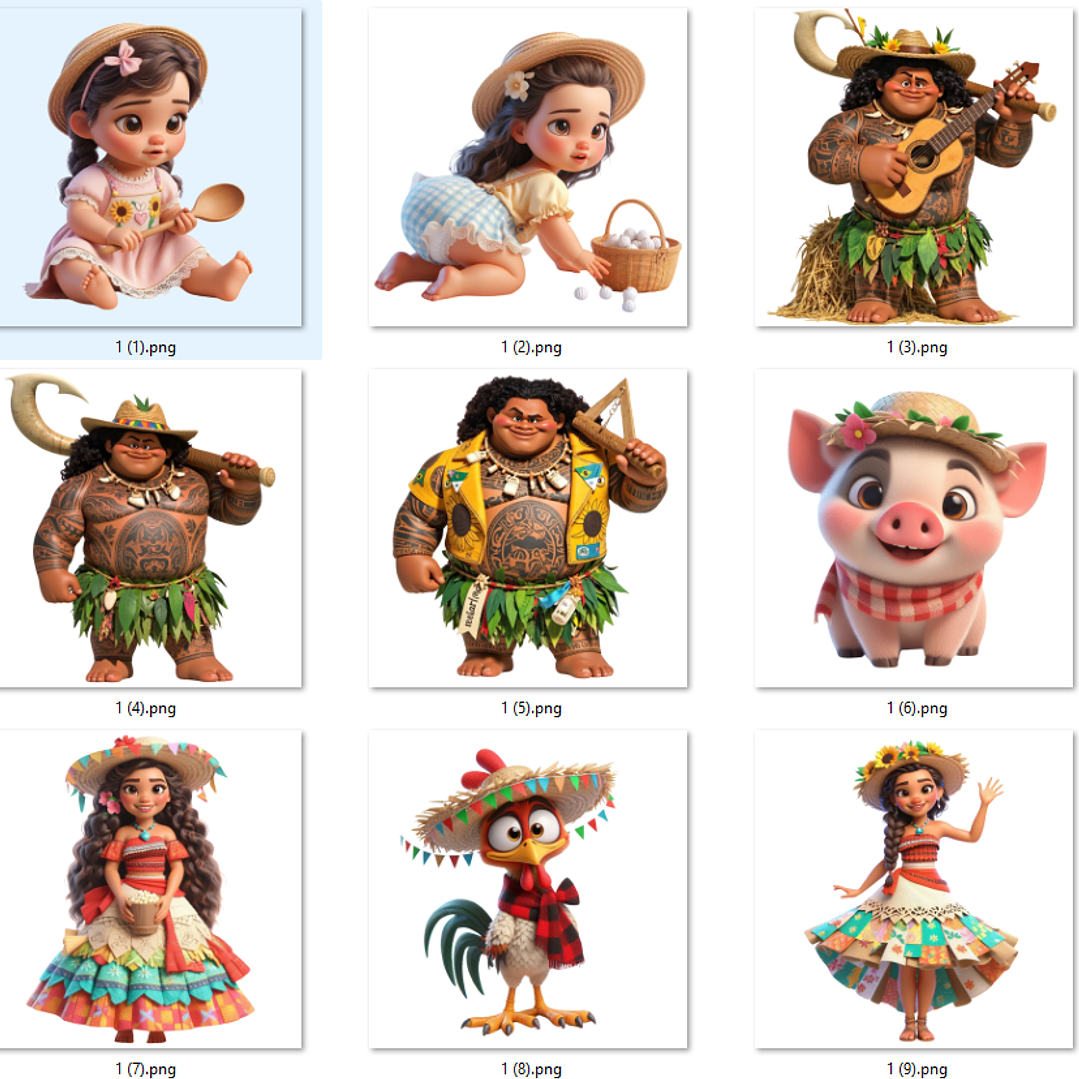 Kit Digital Moana Festa Junina Arquivos em Png 3