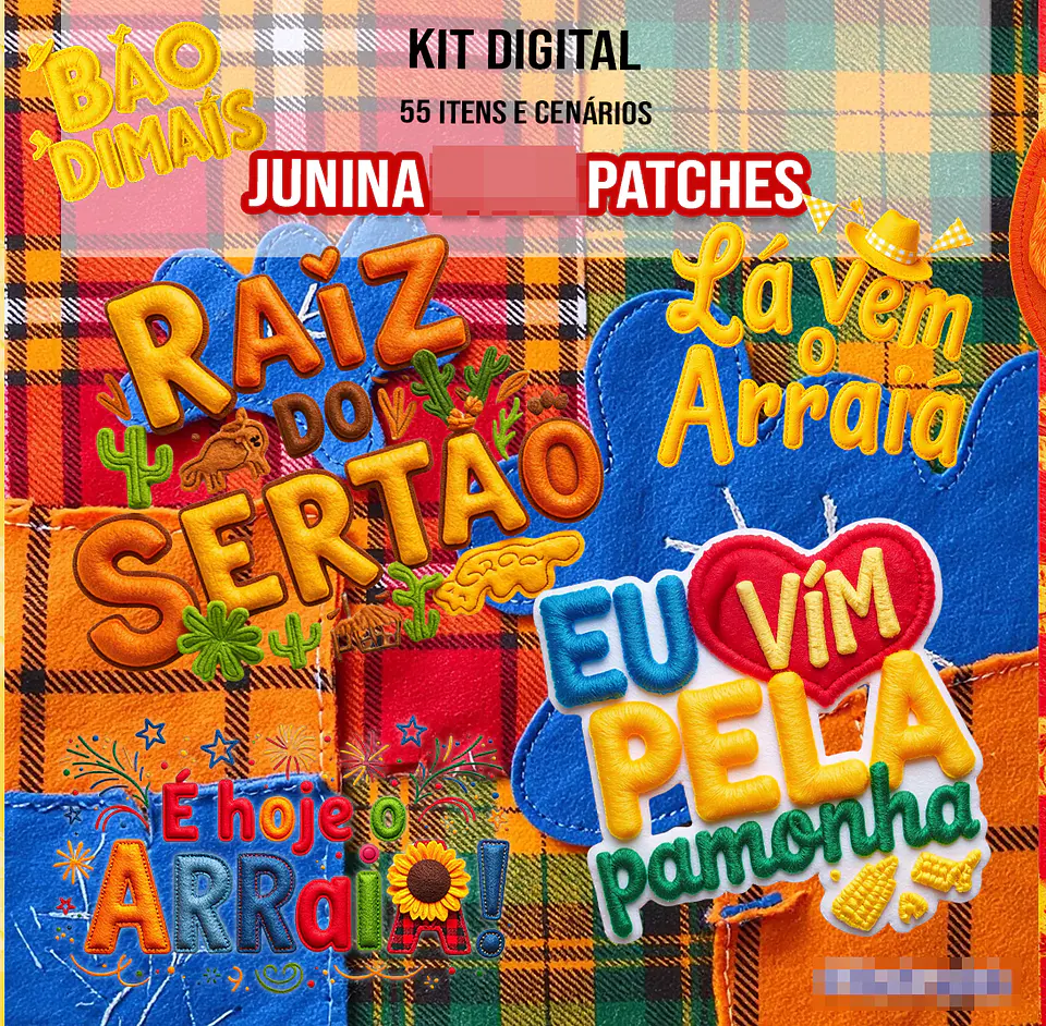 Kit Digital Lettering Frases Festa Junina Arquivos em Png 1