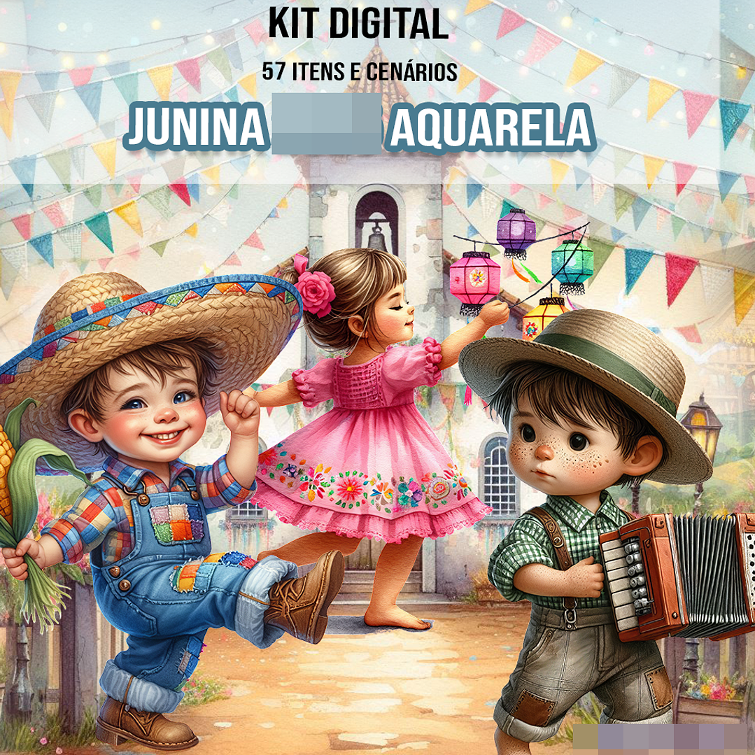 Kit Digital Festa Junina Vintage Arquivos em Png 1