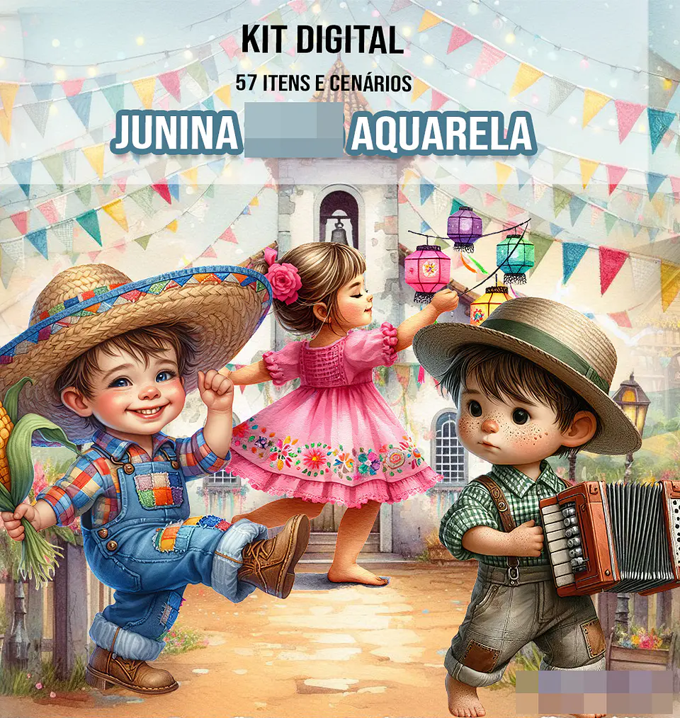 Kit Digital Festa Junina Vintage Arquivos em Png 1