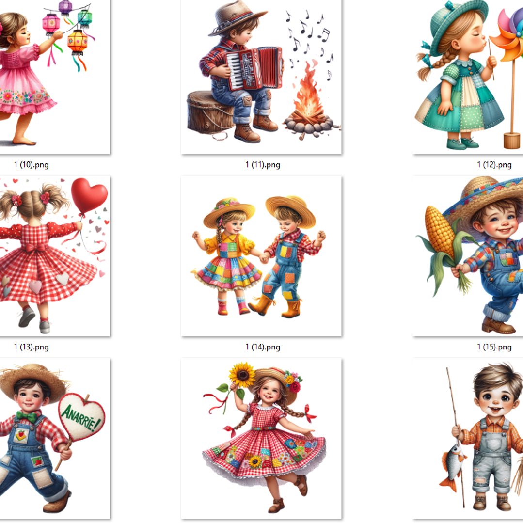 Kit Digital Festa Junina Vintage Arquivos em Png 3