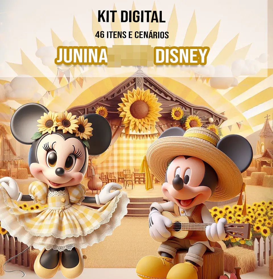 Kit Digital Festa Junina Disney Arquivos em Png 1