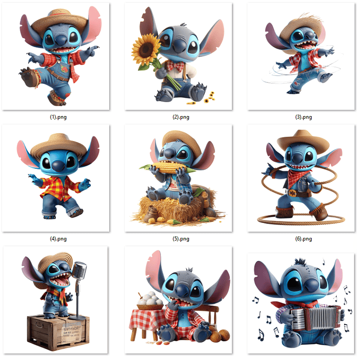 Kit Digital Festa Junina Stitch Arquivos em Png 2