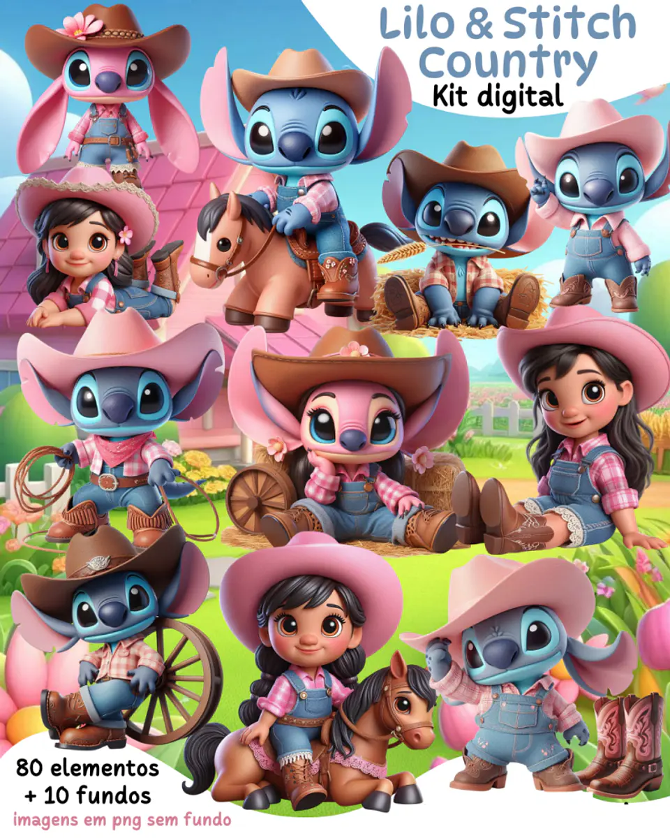 Kit Digital Lilo e Stitch Country Arquivos em Png 1