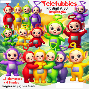Kit Digital Teletubbies aquerela Arquivos em Png