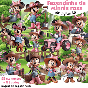 Kit Digital Fazendinha da Minnie rosa Arquivos em Png