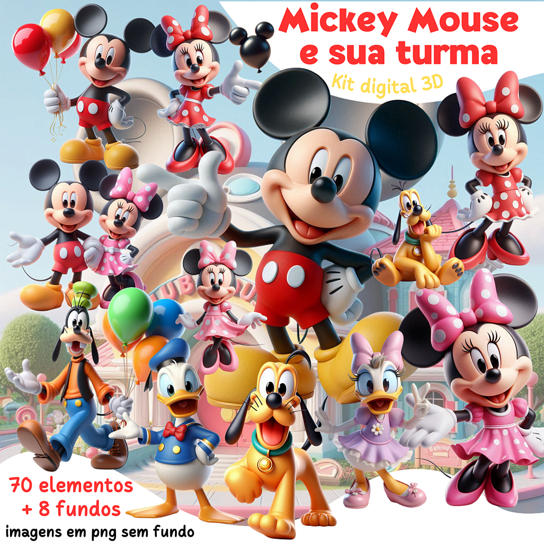 Kit Digital Mickey Mouse e sua turma Arquivos em Png 1