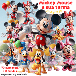 Kit Digital Mickey Mouse e sua turma Arquivos em Png