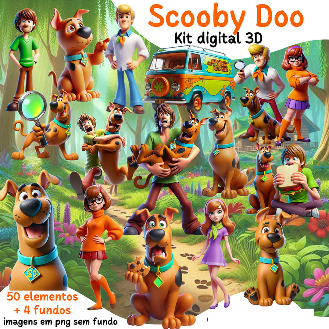 Kit Digital Scooby Doo Arquivos em Png 1