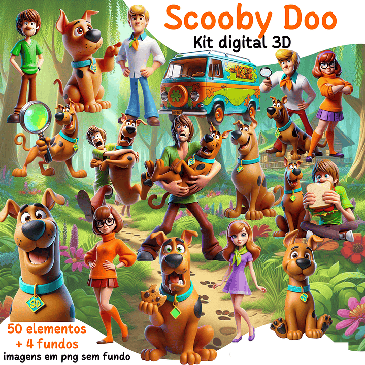 Kit Digital Scooby Doo Arquivos em Png 1