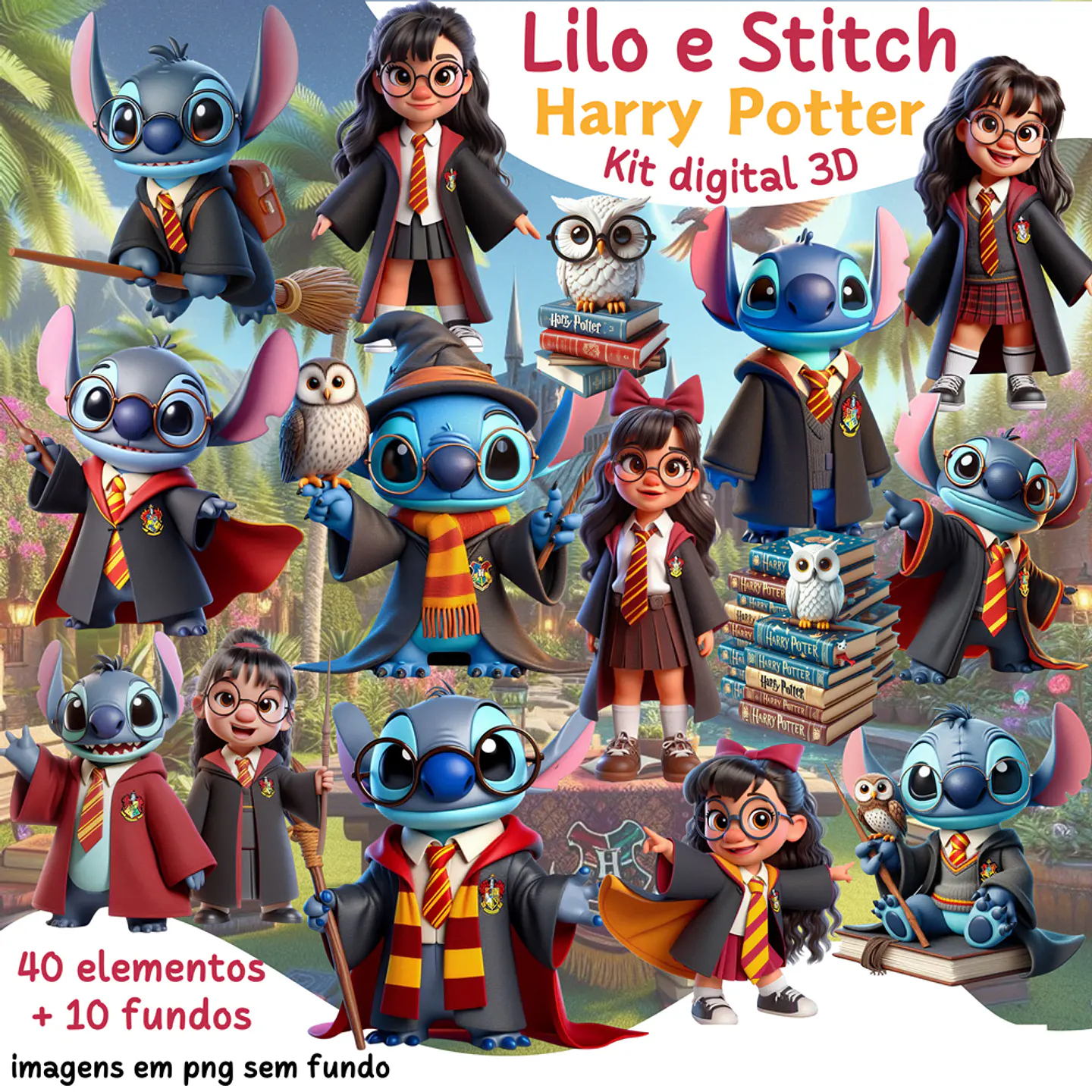 Kit Digital Lilo & Stitch Harry Potter Arquivos em Png 1