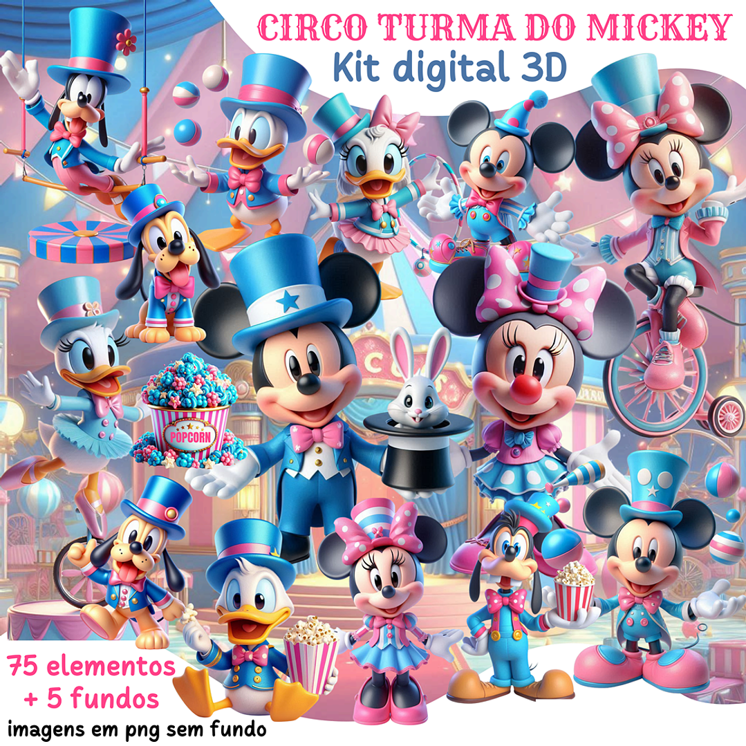 Kit Digital Circo turma do Mickey 3D Arquivos em Png 1
