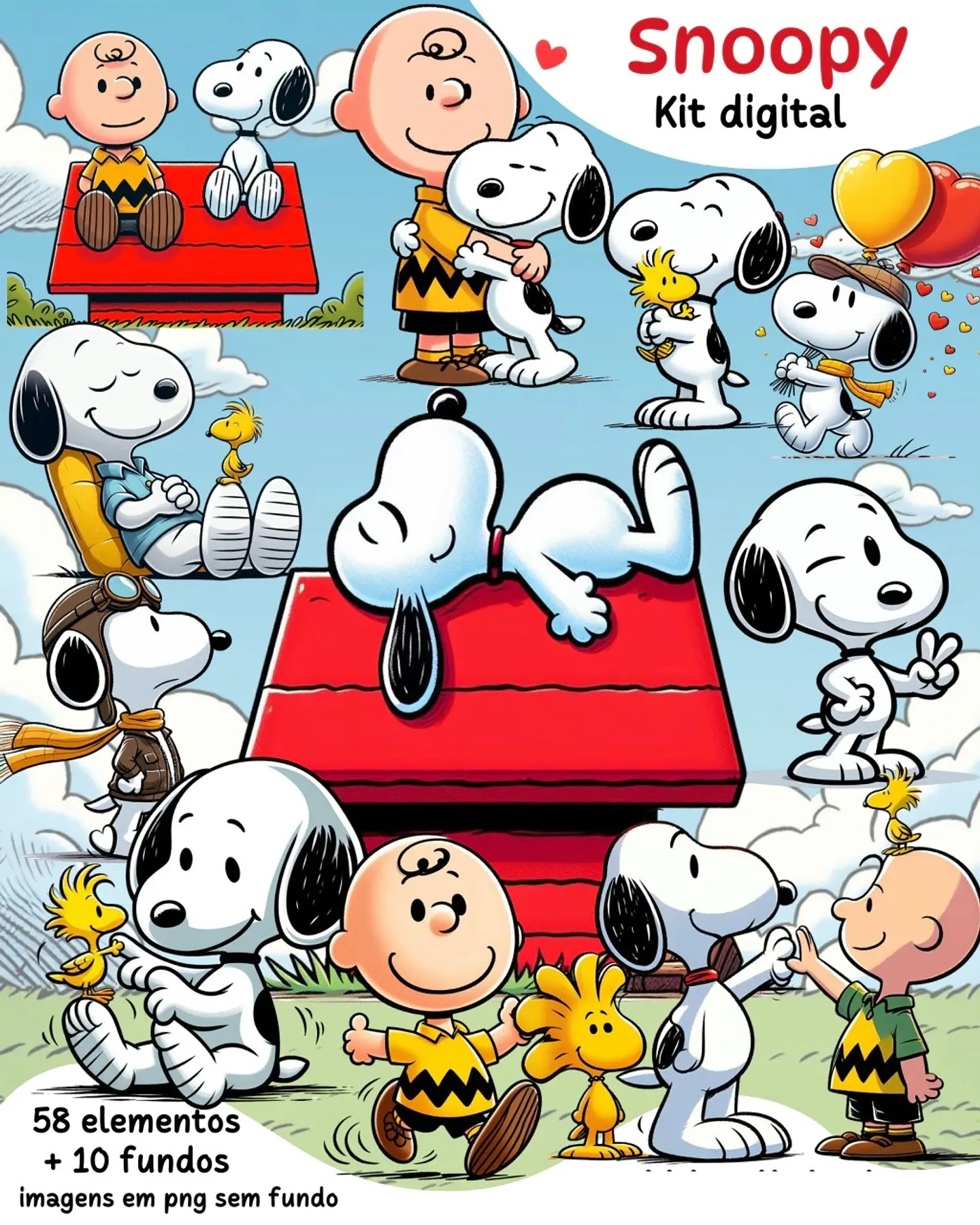 Kit Digital Snoopy Arquivos em Png 1
