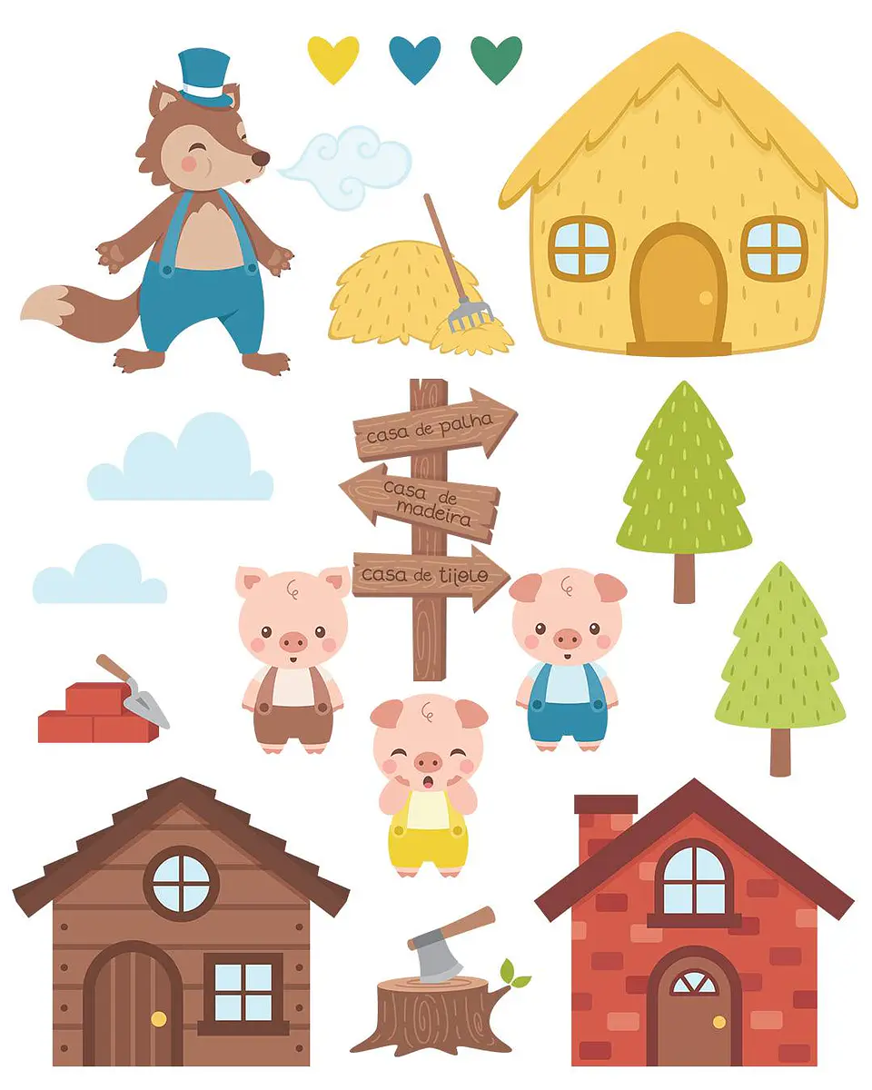 Kit Digital Os Três Porquinhos Arquivos em Png 1