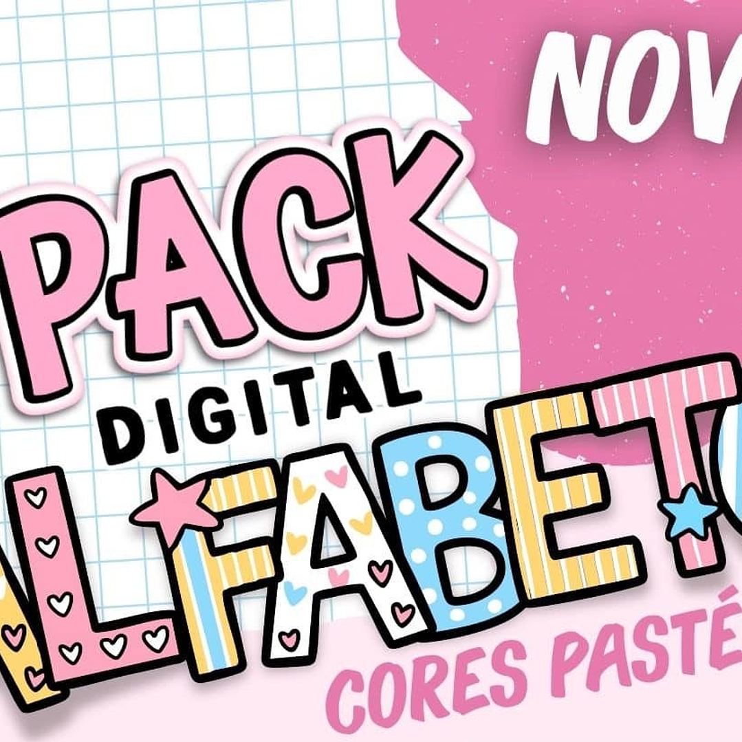 Kit Digital Alfabeto Meninas Cores Pasteis Arquivos em Png 1