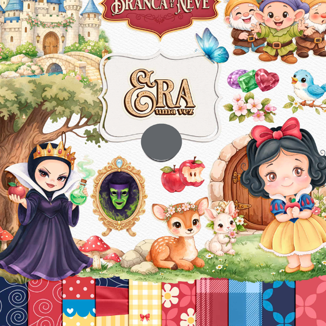 Kit Digital Princesas Era uma Vez Arquivos em Png 1