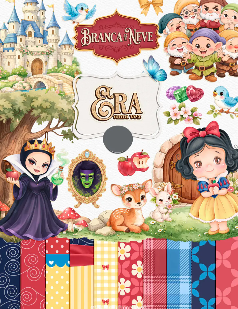 Kit Digital Princesas Era uma Vez Arquivos em Png 1