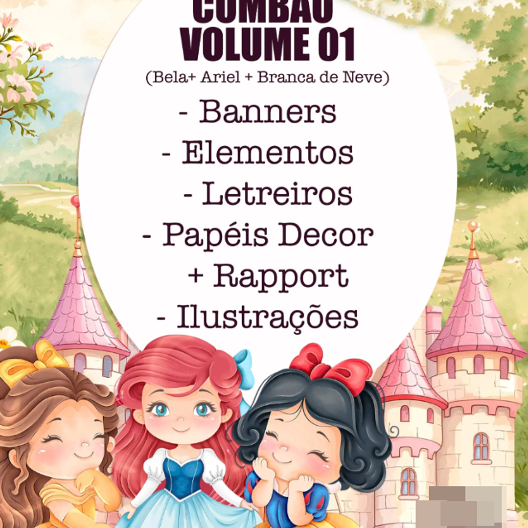 Kit Digital Princesas Era uma Vez Arquivos em Png 2