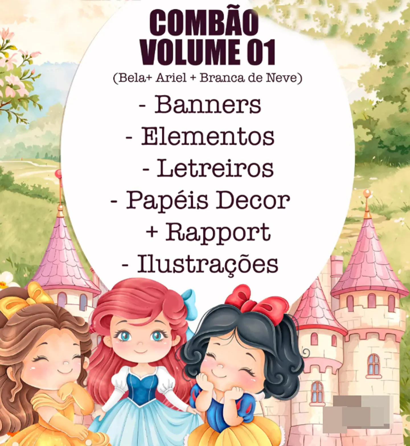 Kit Digital Princesas Era uma Vez Arquivos em Png 2