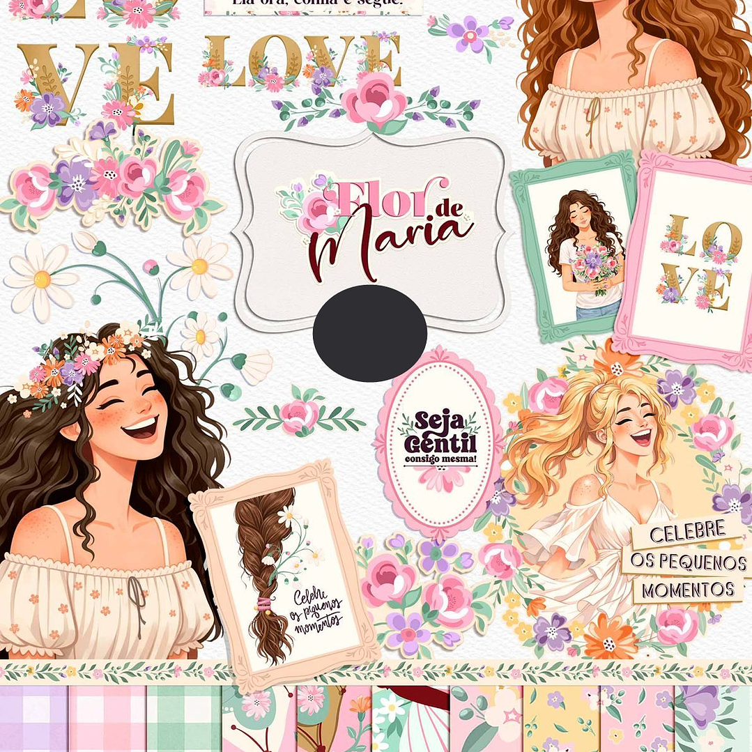 Kit Digital Combo Flor de Maria + Encadernação Arquivos em Png  5