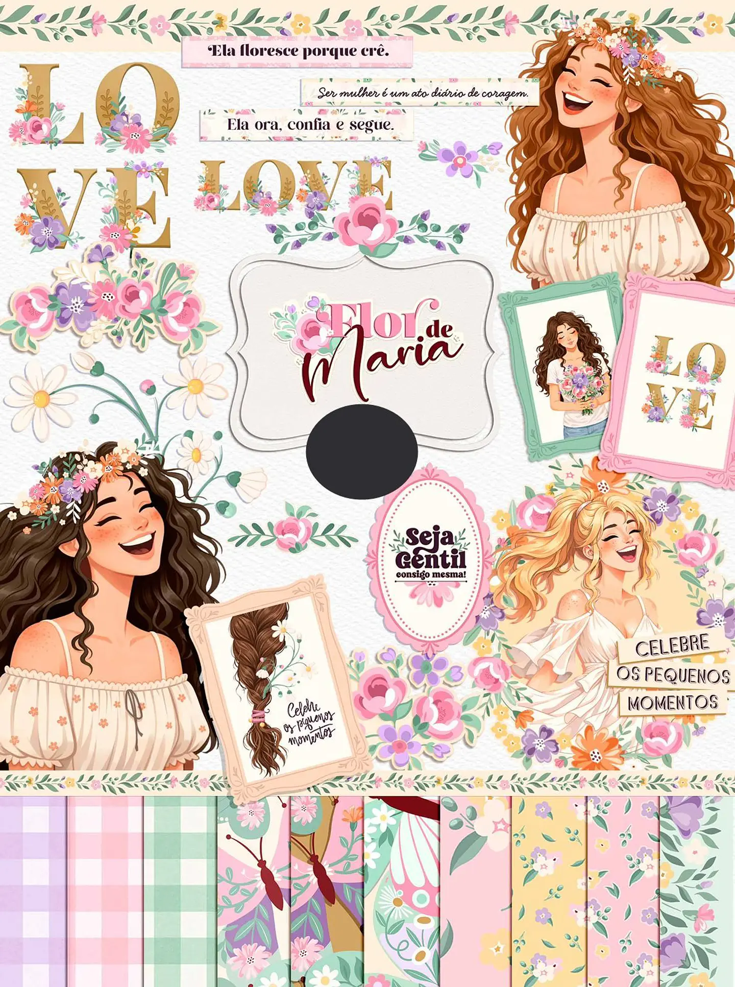 Kit Digital Combo Flor de Maria + Encadernação Arquivos em Png  5