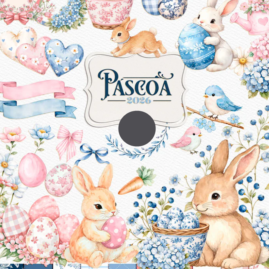 Kit Digital Mega combo Páscoa Cristã e Coelhinhos e Printables Aquarelado Arquivos em Png 2