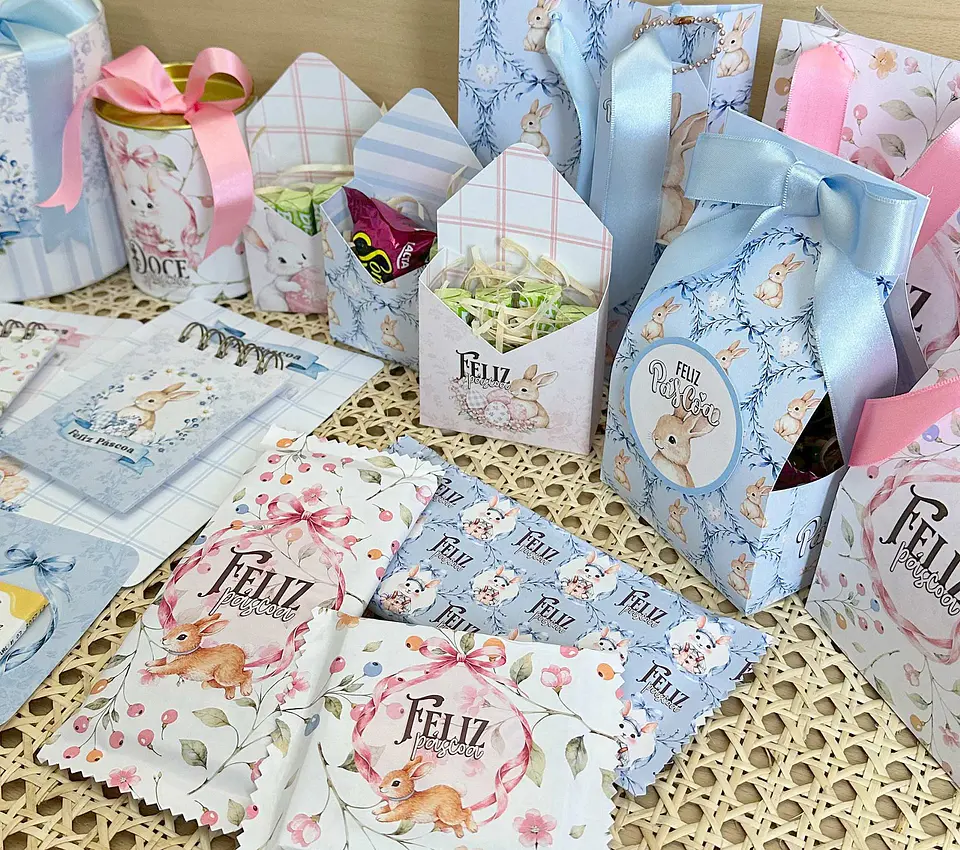 Kit Digital Mega combo Páscoa Cristã e Coelhinhos e Printables Aquarelado Arquivos em Png 8