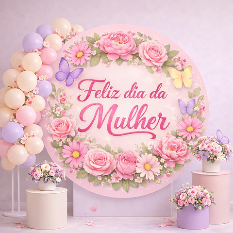 12 Artes para Painéis Redondo Dia das Mulheres Arquivo em Png