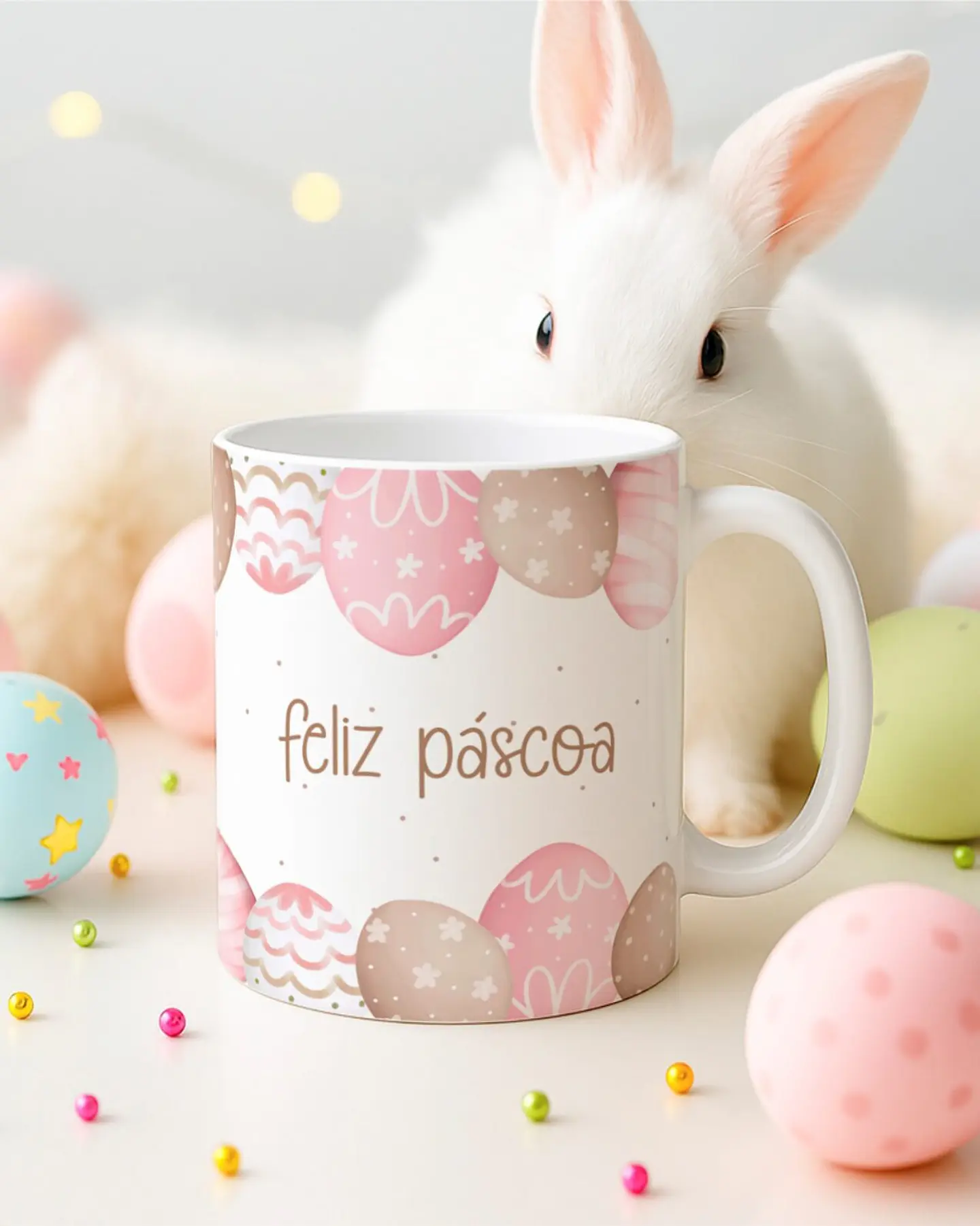 15 Artes para Canecas Páscoa Delicada Coelhos Arquivo Editável  2