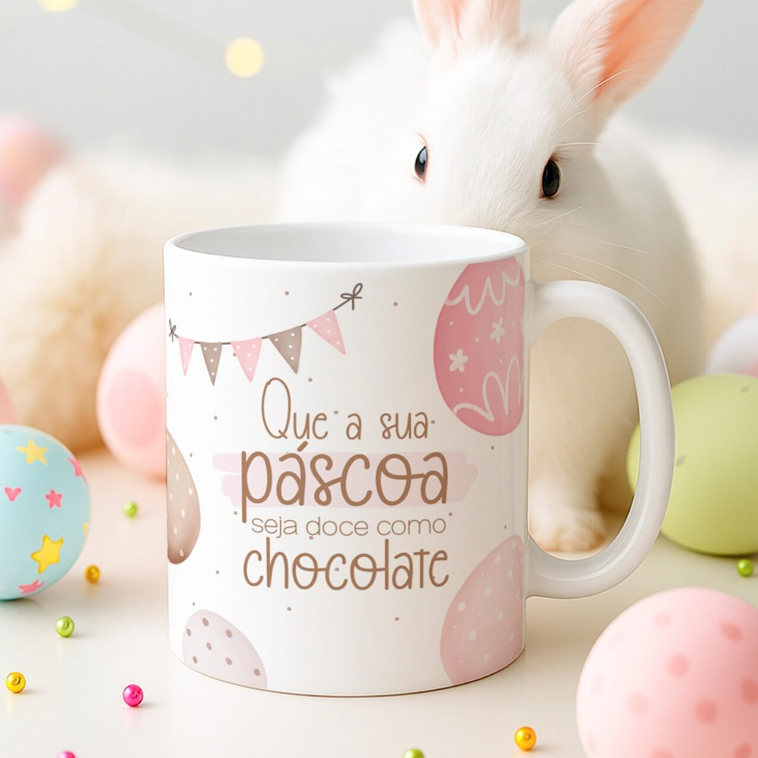 15 Artes para Canecas Páscoa Delicada Coelhos Arquivo Editável  5