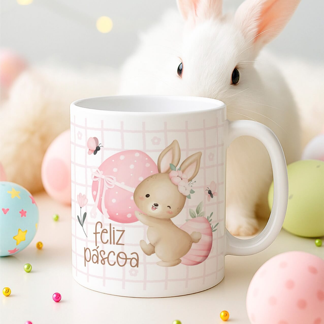 15 Artes para Canecas Páscoa Delicada Coelhos Arquivo Editável  8