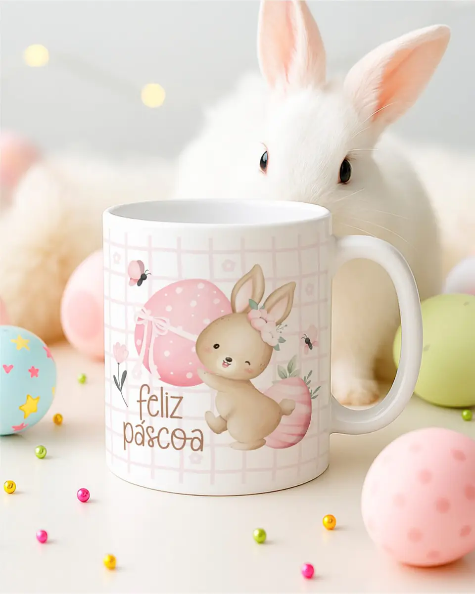 15 Artes para Canecas Páscoa Delicada Coelhos Arquivo Editável  8