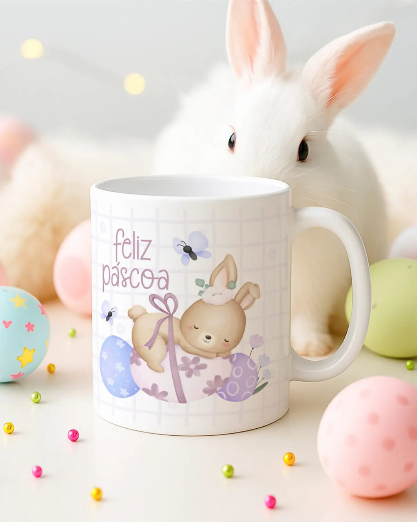 15 Artes para Canecas Páscoa Delicada Coelhos Arquivo Editável  9