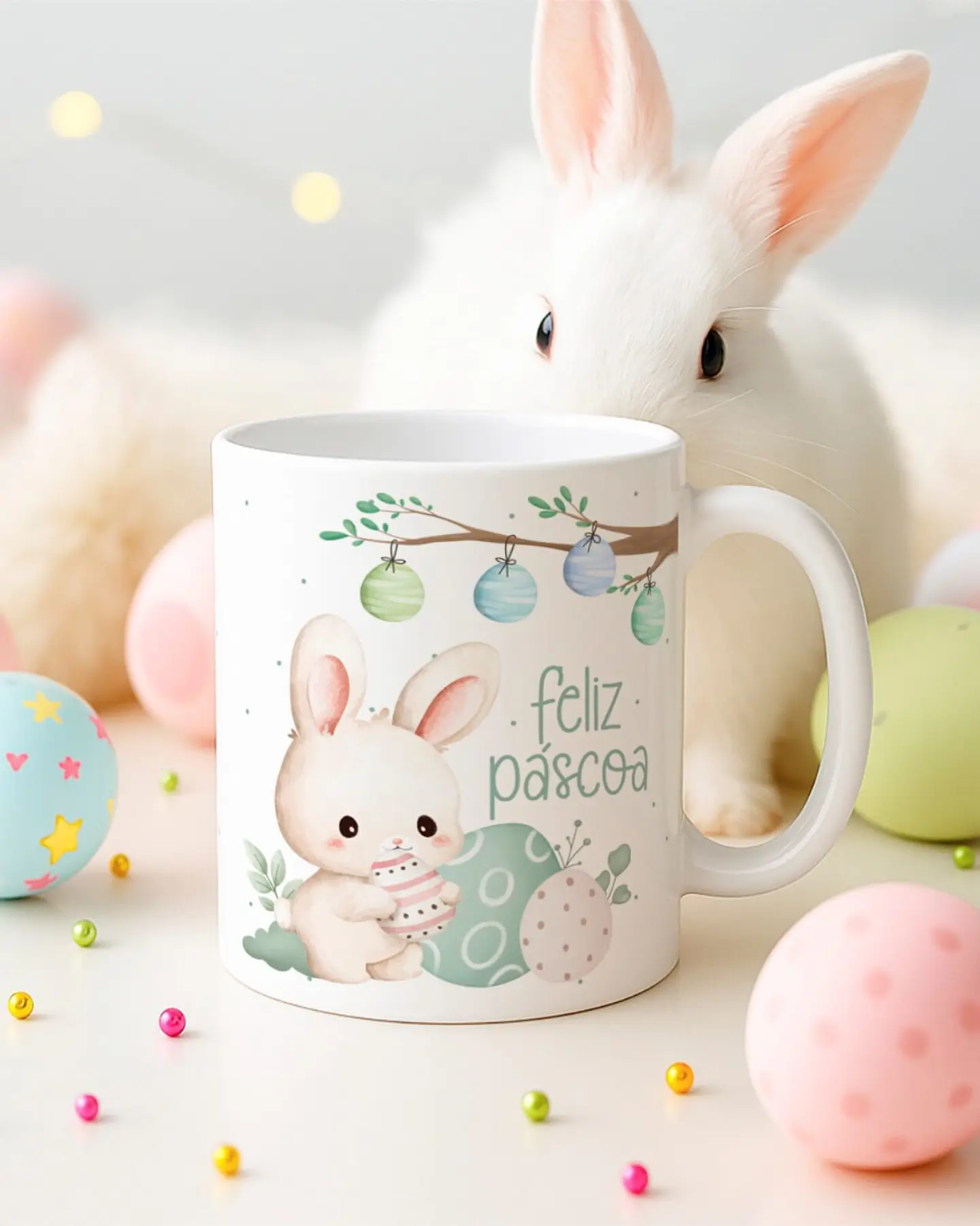15 Artes para Canecas Páscoa Delicada Coelhos Arquivo Editável  10