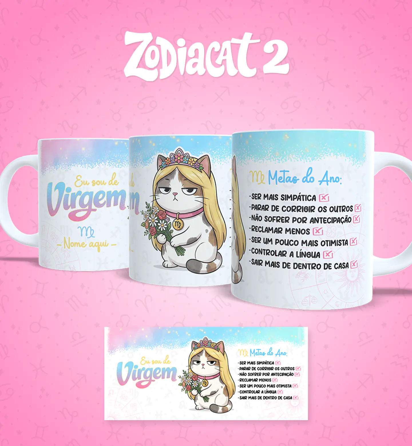 24 Artes para Caneca Siguinos Gatinhos Zodiacat Vol. 2  e 1 Arquivo em Jpg 2