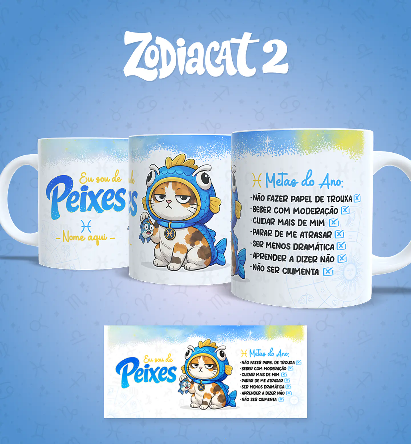 24 Artes para Caneca Siguinos Gatinhos Zodiacat Vol. 2  e 1 Arquivo em Jpg 3