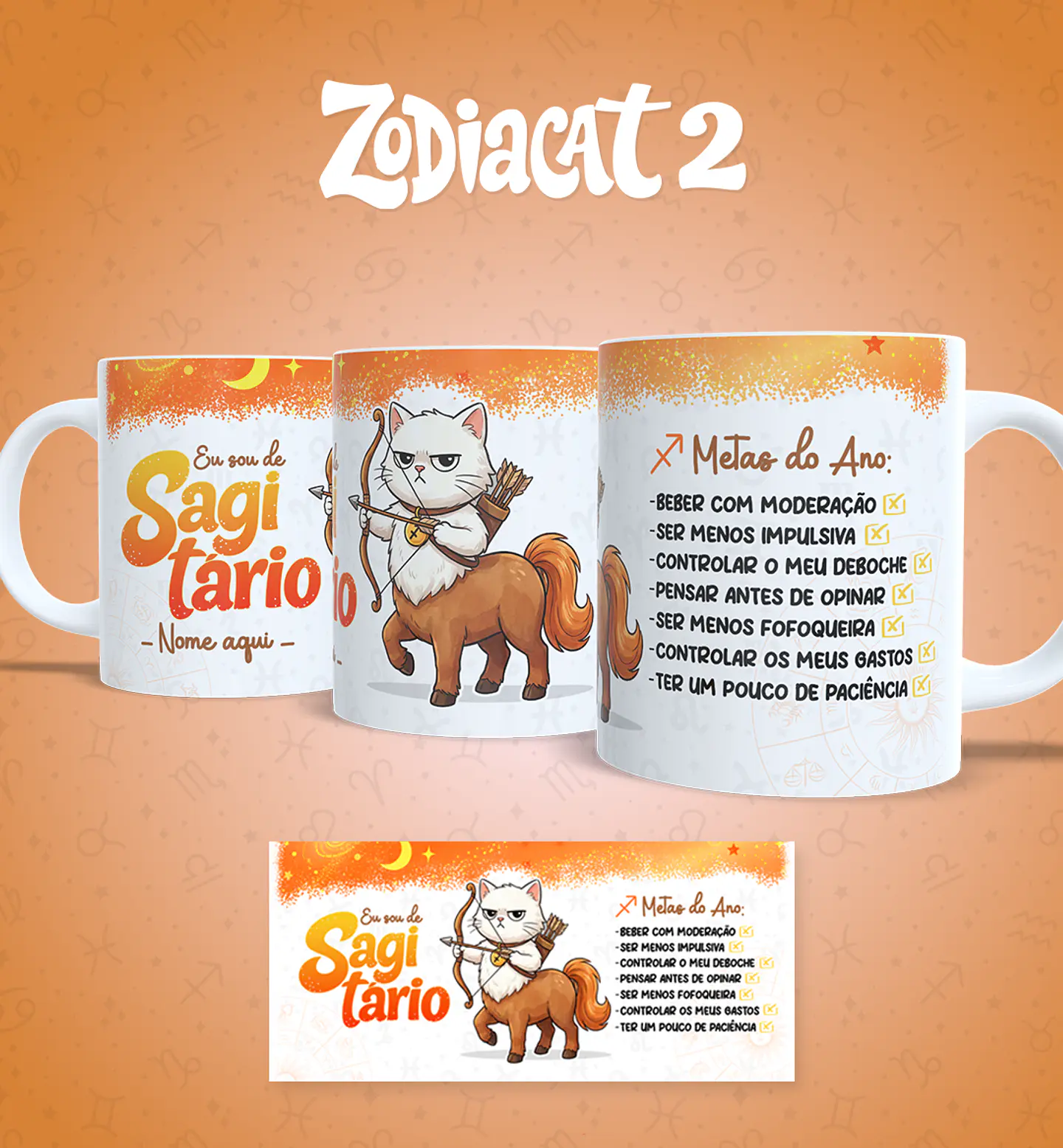 24 Artes para Caneca Siguinos Gatinhos Zodiacat Vol. 2  e 1 Arquivo em Jpg 4