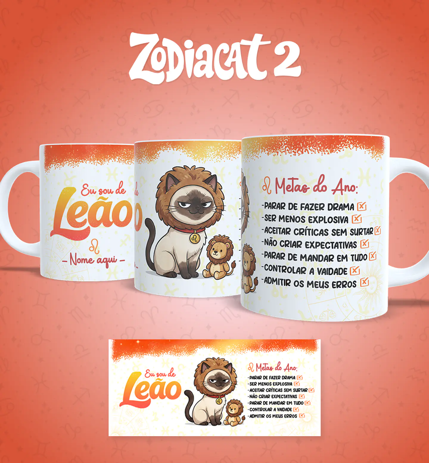 24 Artes para Caneca Siguinos Gatinhos Zodiacat Vol. 2  e 1 Arquivo em Jpg 5