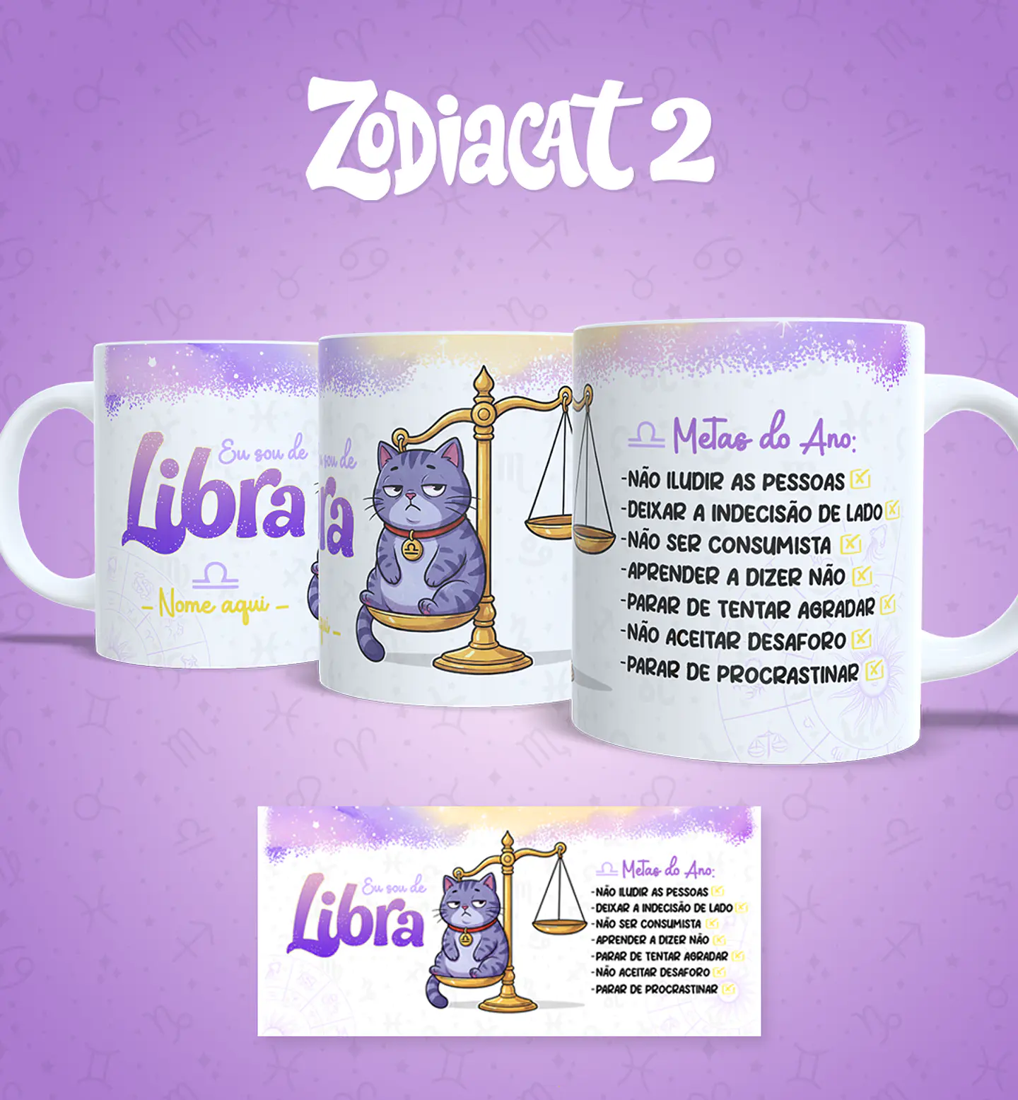 24 Artes para Caneca Siguinos Gatinhos Zodiacat Vol. 2  e 1 Arquivo em Jpg 7