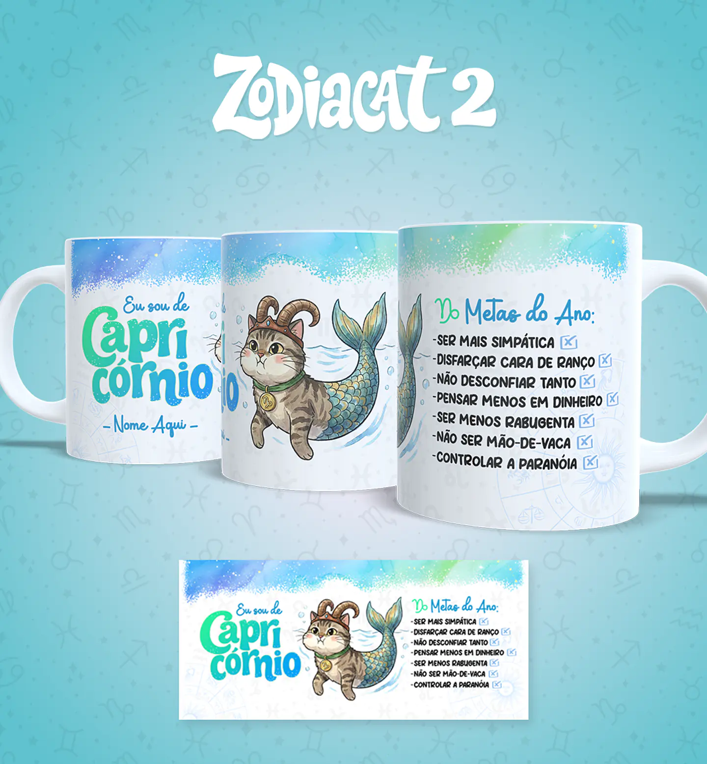 24 Artes para Caneca Siguinos Gatinhos Zodiacat Vol. 2  e 1 Arquivo em Jpg 8
