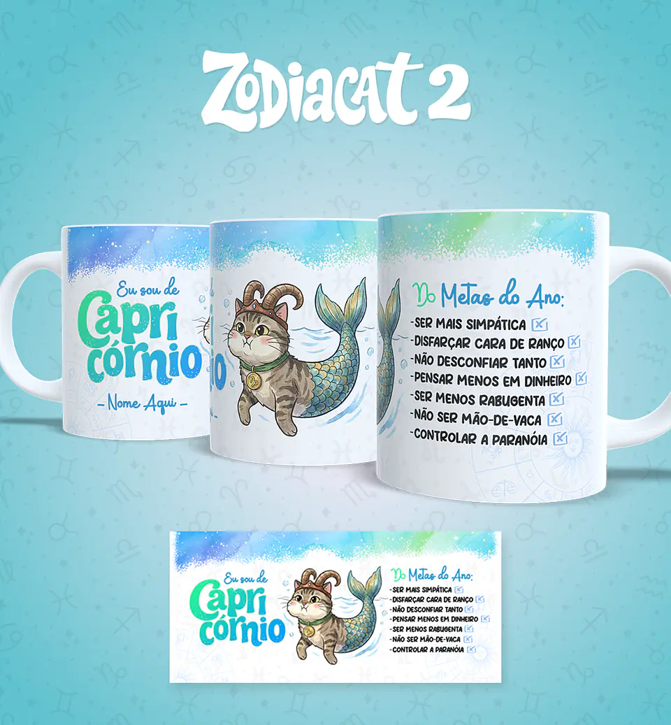 24 Artes para Caneca Siguinos Gatinhos Zodiacat Vol. 2  e 1 Arquivo em Jpg 8