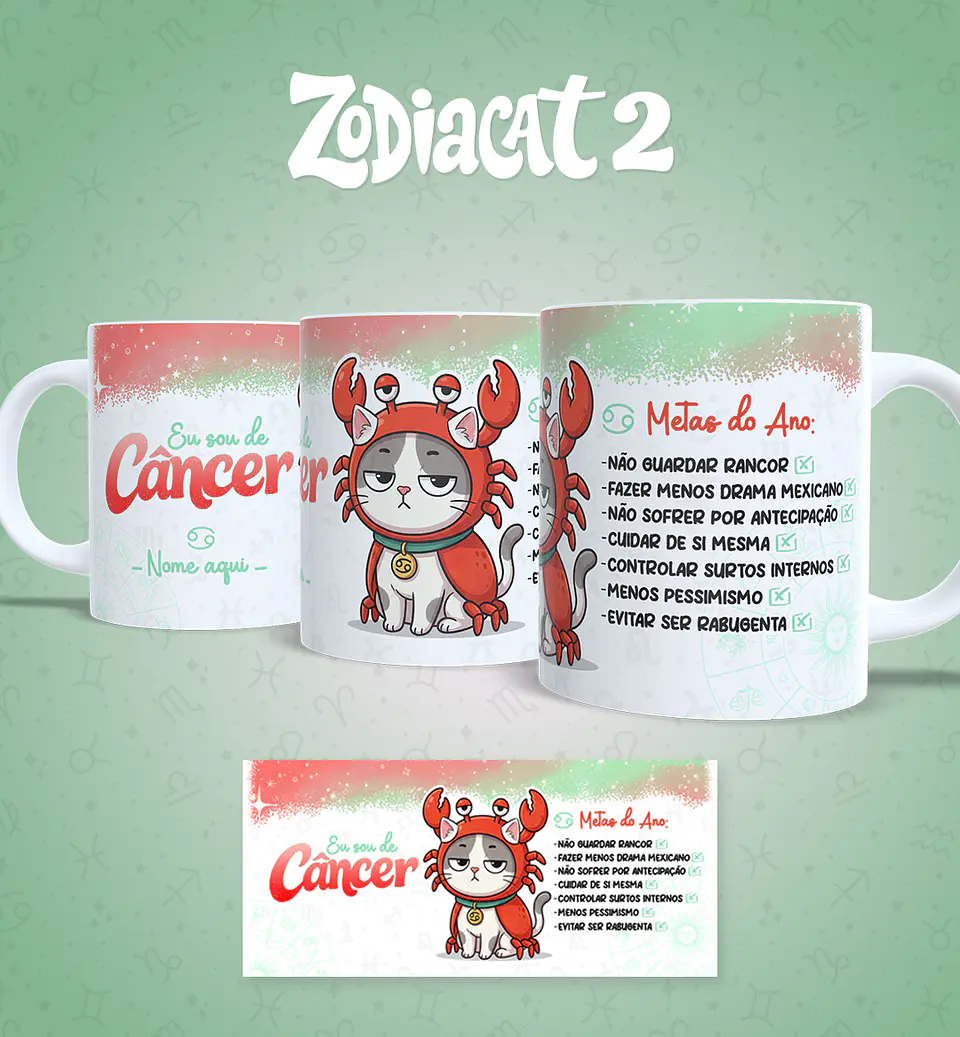 24 Artes para Caneca Siguinos Gatinhos Zodiacat Vol. 2  e 1 Arquivo em Jpg 9