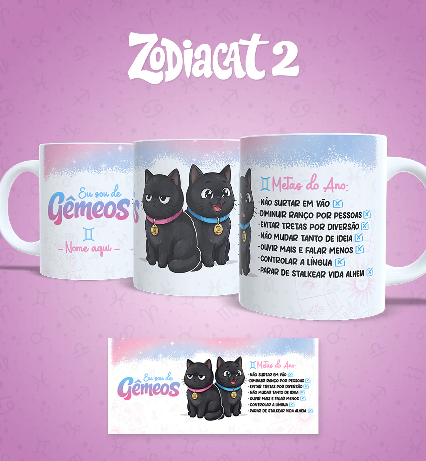 24 Artes para Caneca Siguinos Gatinhos Zodiacat Vol. 2  e 1 Arquivo em Jpg 11