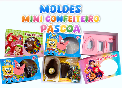 150 Moldes Mini Confeiteiro Páscoa Personagens Arquivo Editável