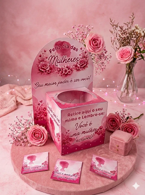 Arquivo Caixa com Mensagens para Clientes Dia das Mulheres Arquivo Editável 