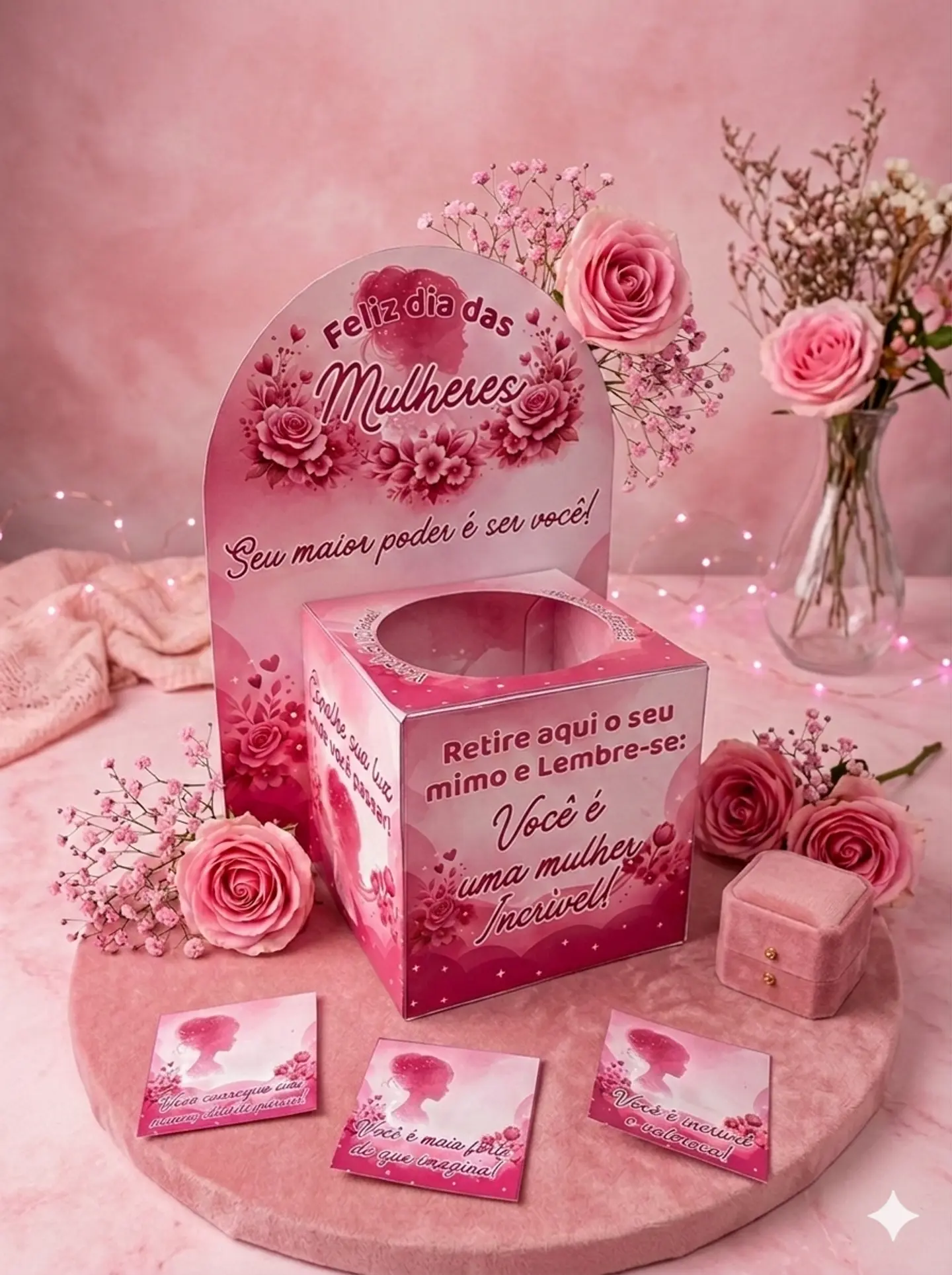 Arquivo Caixa com Mensagens para Clientes Dia das Mulheres Arquivo Editável  1