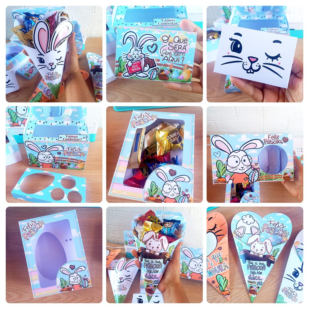 Arquivos prontos 3 EM 1 Páscoa Coelho Mimos Arquivo em Pdf  1