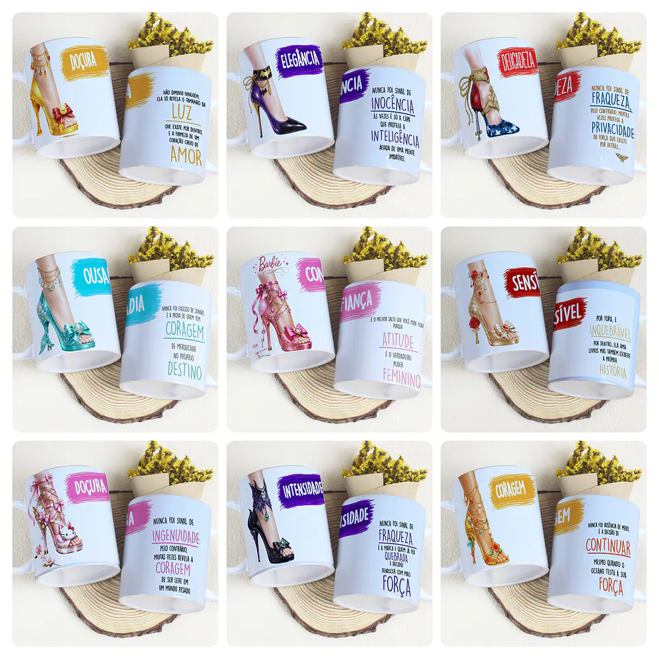 20 Artes para Caneca e Camisa Salto Alto Frases Motivacionais Princesas Arquivos Editáveis  2
