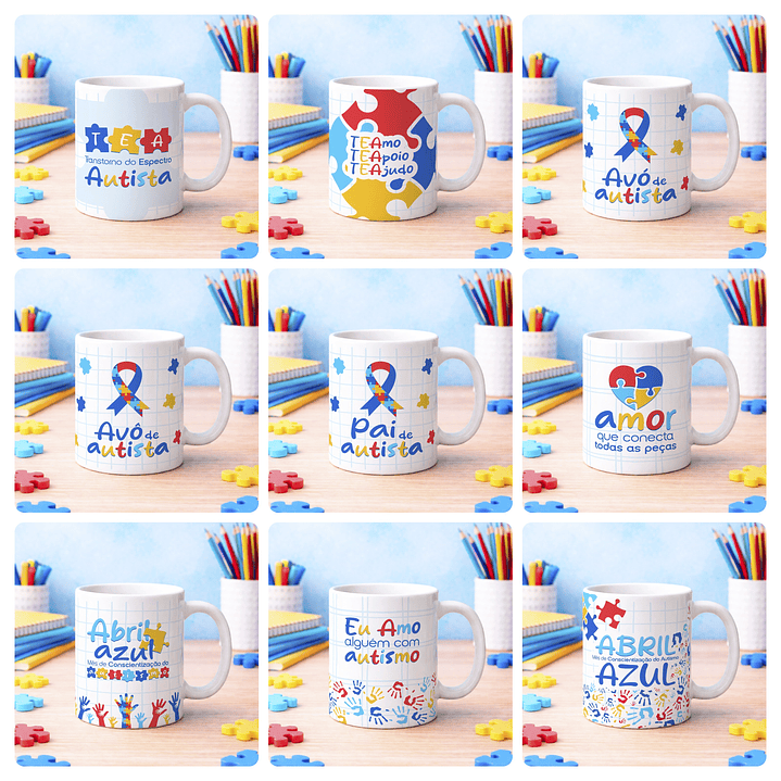 20 Artes para Caneca Autismo Arquivo Editável 3